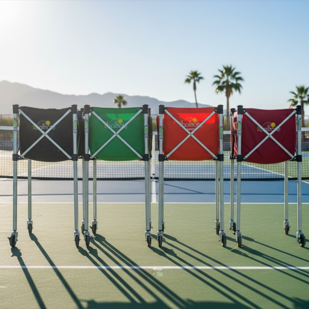 Ball Tote & Cart - Portable Teaching Cart with Black Ball Tote Bag for Tennis and Pickleball Pros